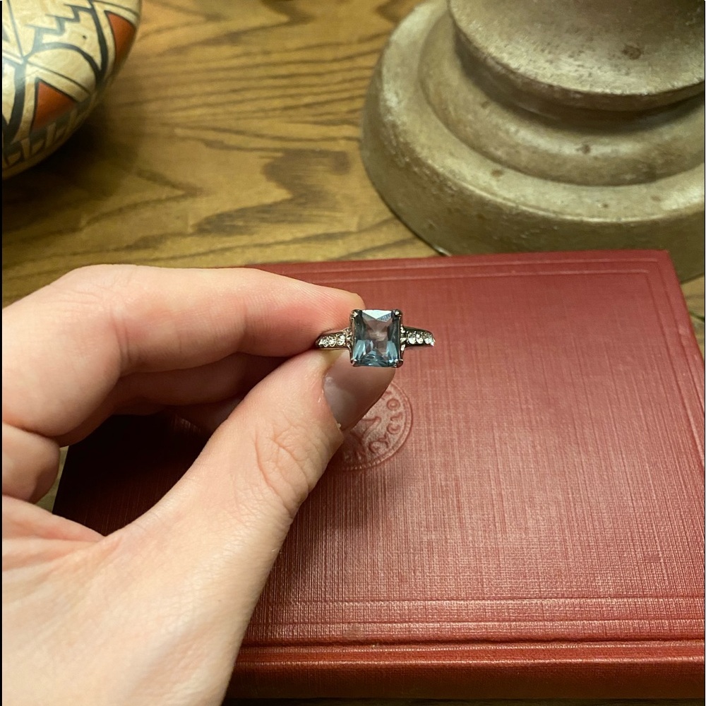 Sky Blue Topaz Simulated Rectangle Ring - image 1